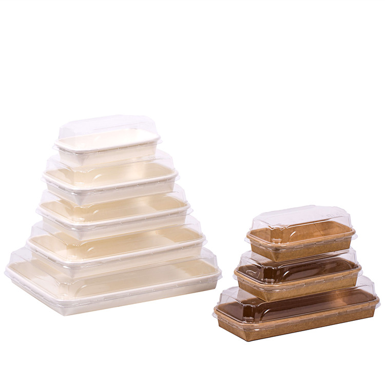 Paper Sushi Box with Transparent Lid Biodegradable Disposable Trays