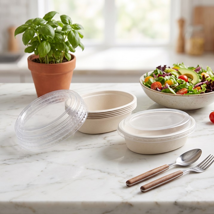 Biodegradable Bagasse ice cream bowl with lids